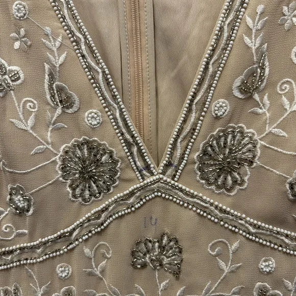 Anthropologie Beige Floral Embroidered Dress - Picture 6 of 11